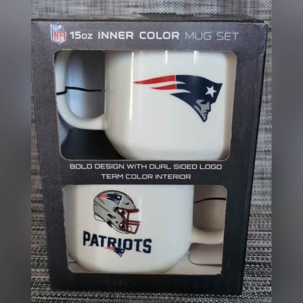 NFL Football ๐ New England Patriots Inner Color 2 Mug Set ( NEW ) - Picture 2 of 5